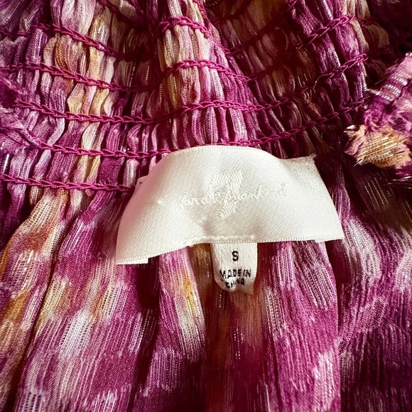 7 FOR ALL MANKIND Silk & Metallic Thread Long Sleeve Sheer Blouse Boho Top SMALL - Picture 2 of 8